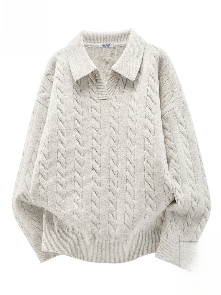 

PaulFrank Knitted Wool Sweater Casual Sle M Autumn Winter New Faion Simple Flip Collar Knitted Sweater Warmth Function