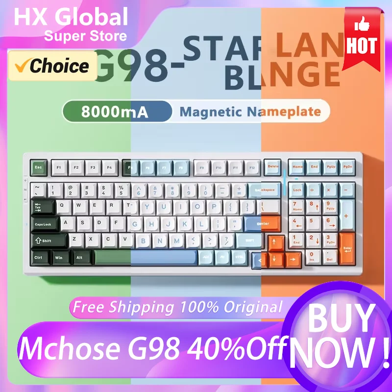 33-40% Off MCHOSE G98 Mechanical Keyboard Tri-mode Wireless Gasket Structure Hot Swap RGB Customized Gaming Keyboard Accessories