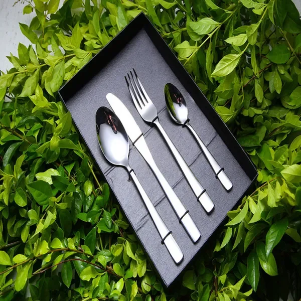 

4 Piece Flatware Set Silverware StainlSteel Including Fork Spoons Knife Cutlery with Gift Box