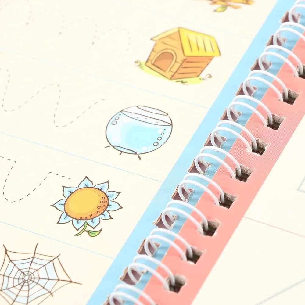 4 libri riutilizzabile Magic Copybook disegno per bambini Montessori Pen Control Training Writing Sticker apprendimento libro educativo