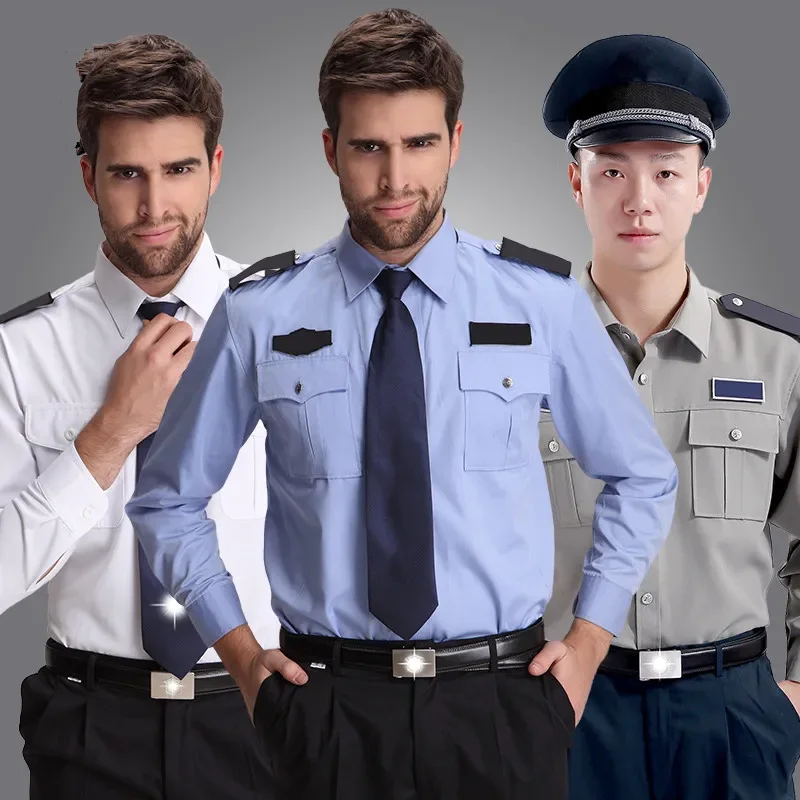 

Hotel Doormen Staff Work Wear Mens Long Sleeve White Security Uniform Male Stylish Work Uniforms Shirt as Gifts