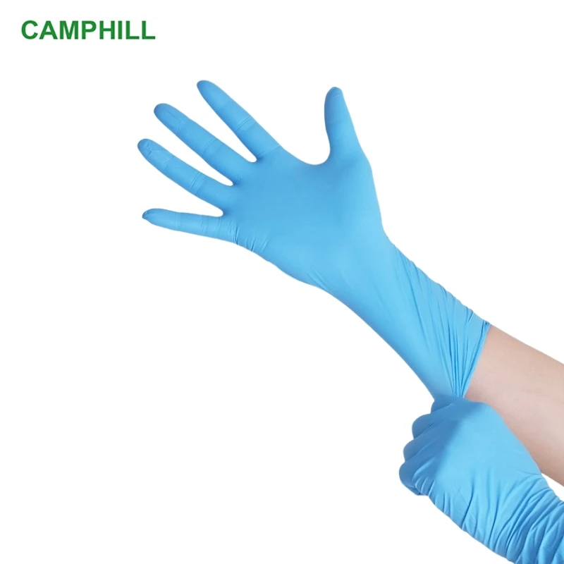 Genuine pitted surface non-powder non-slip disposable nitrile gloves Dust-free room, Laboratory 9-inch/12-inch blue gloves