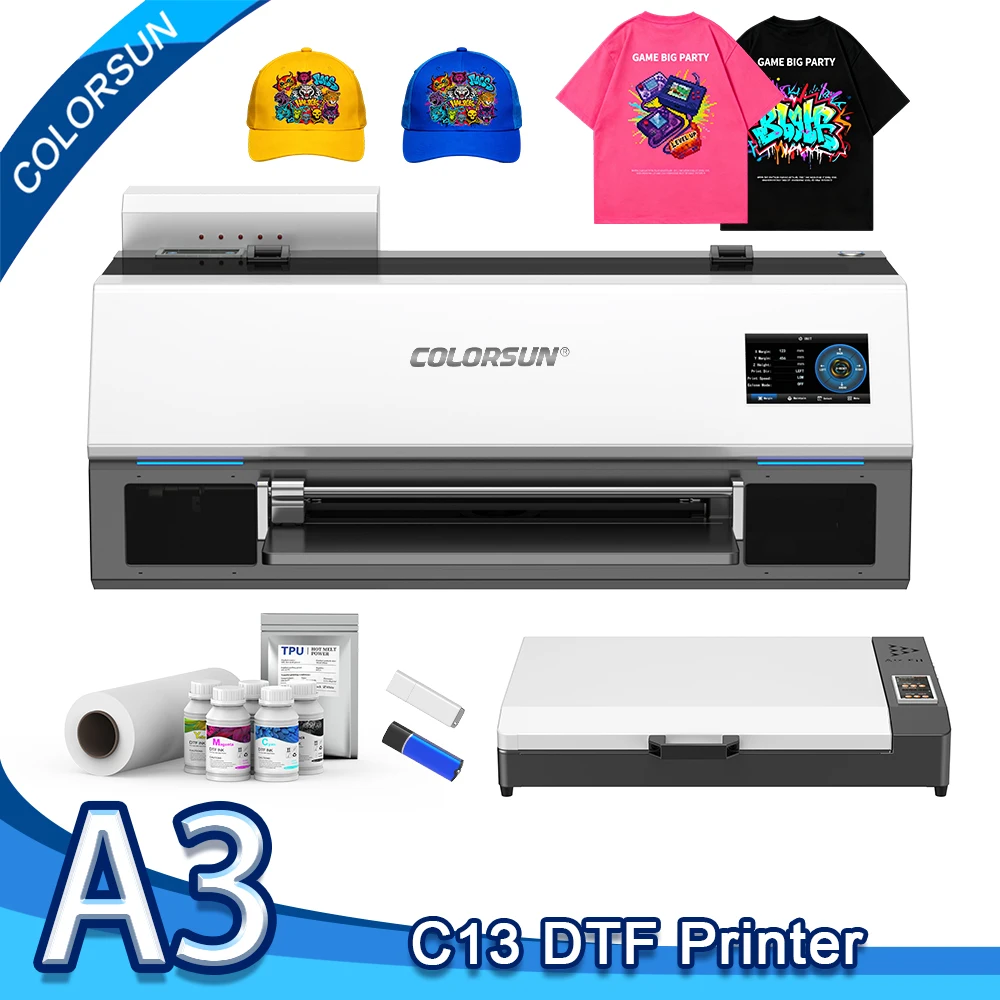 

Colorsun A3 DTF Printer Machine XP600 Impresora DTF Printer A3 dtf maquina A3 dtf printer For T-Shirt Hoodies all Fabric