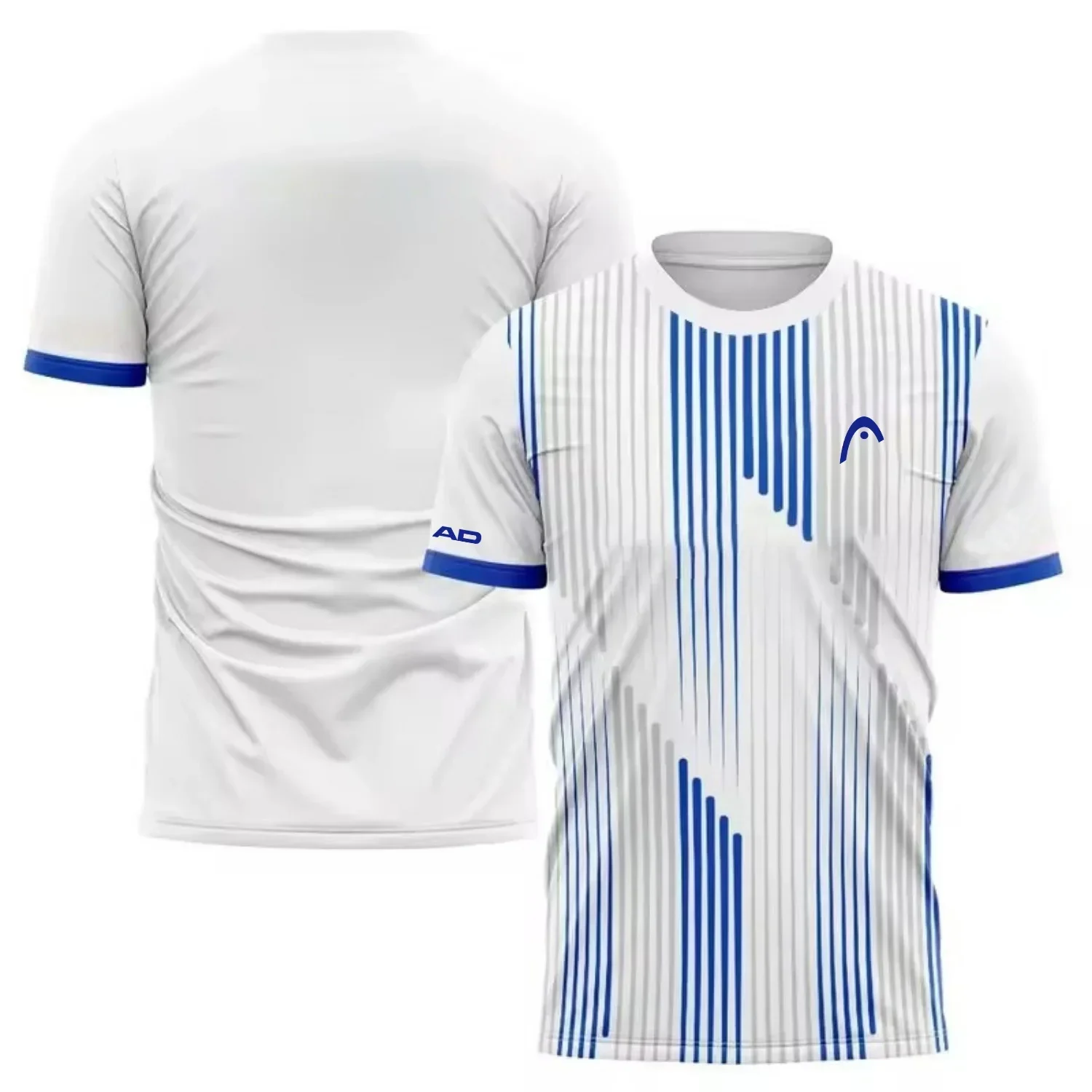 Herren-T-Shirt mit 3D-gedruckten Linien, schnelltrocknendes Tennis-, Pickleball-, Badminton-Sport-T-Shirt, Street-Fashion-Kurzarmshirt.