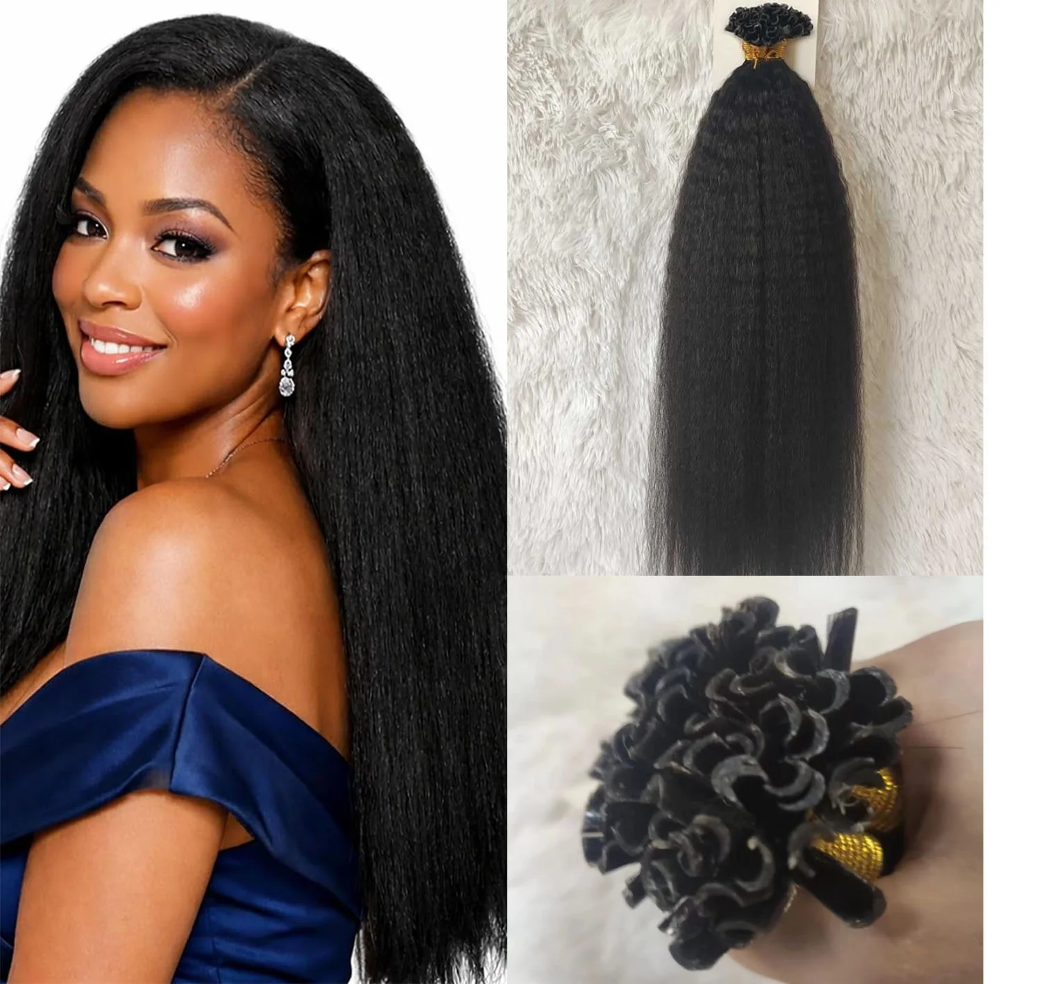 U Tip Hair Extension Malaysia Human Hair Kinky Straight Keratin Tips Hair Extensions Real Human Hair 100Pcs