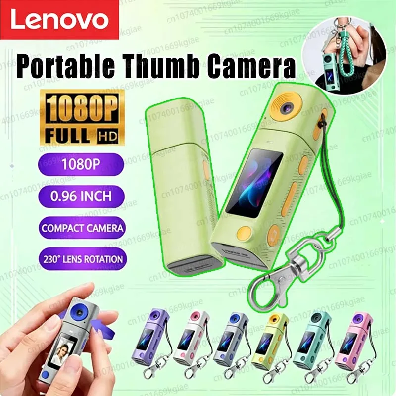 Câmera Mini Lenovo com Lente Rotativa, Portátil para Esportes ao Ar Livre, Vídeo Digital para Estudantes, Fotografia Colorida 1080P