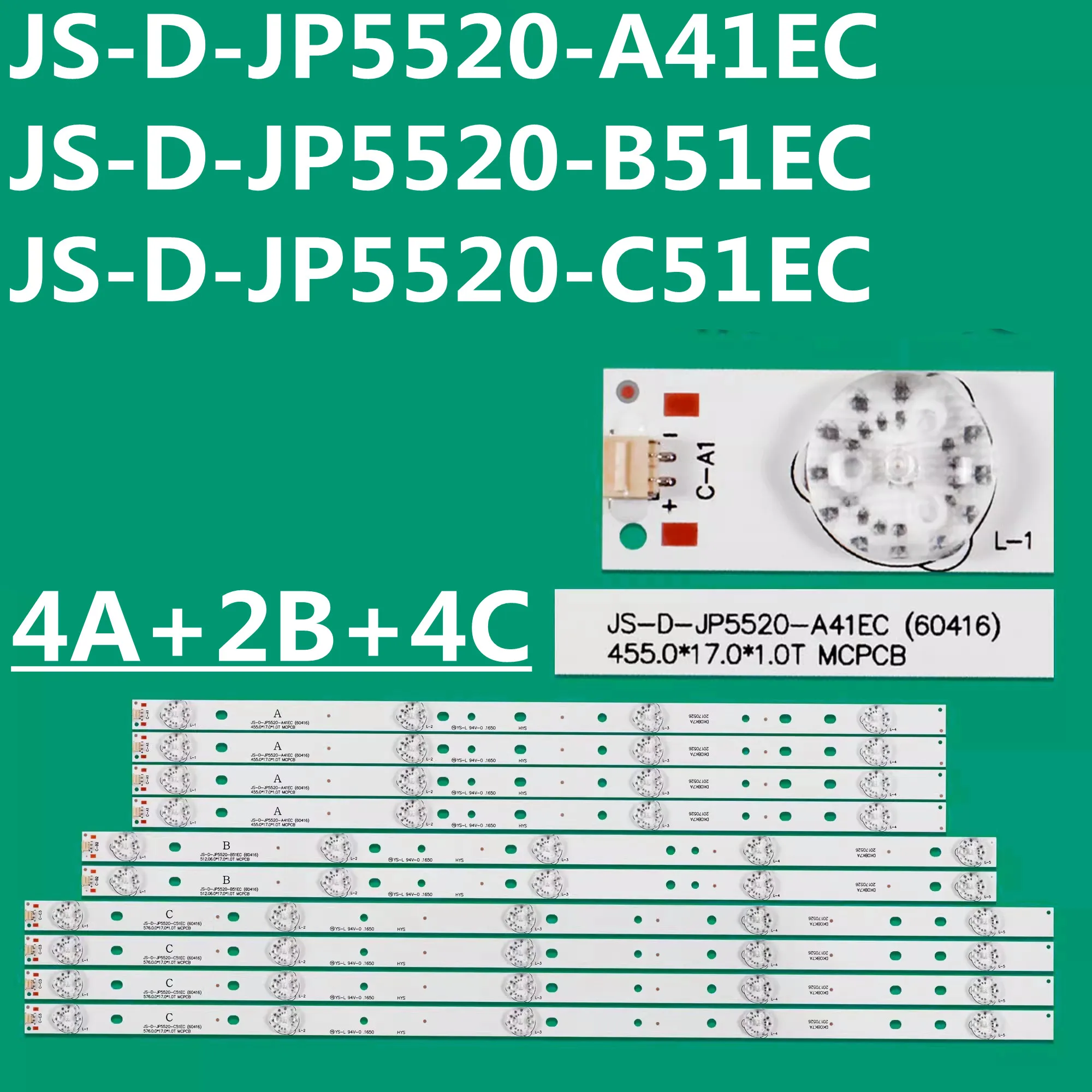 

6TV=60PCS LED Backlight Strip For AKTV551 AKTV5512TS MS-L0956-L M R JS-D-JP5520-A41EC JS-D-JP5520-B51EC JS-D-JP5520-C51EC