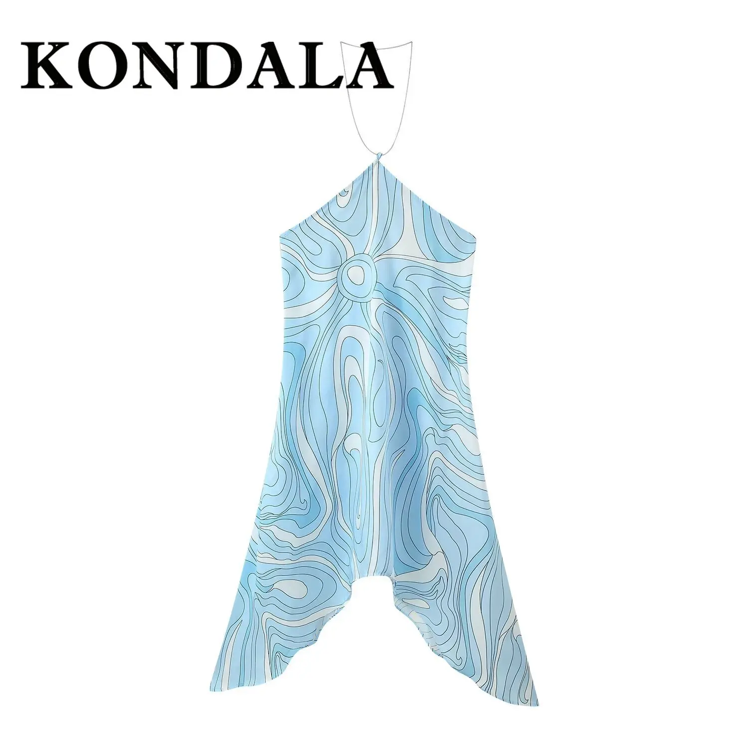 KONDALA Elegancka, seksowna sukienka letnia 2025 z nadrukiem, damska sukienka z dekoltem, modna sukienka Y2K, długa sukienka bez pleców, na imprezę, plażę, wakacje, codzienna sukienka typu vestidos