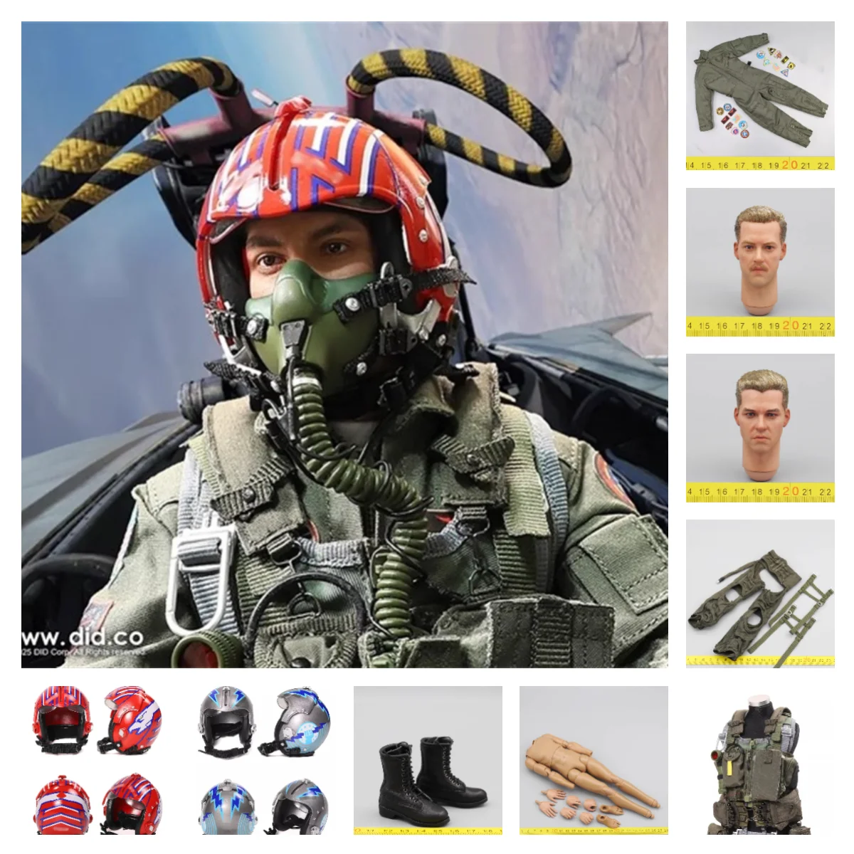 

Hot Sales DID MA80182 Scale 1/6 American US. Pilot Handsome Guy Friend Tom Cruise Helmet Bodysuit Shoe Coat Accessories For 12"