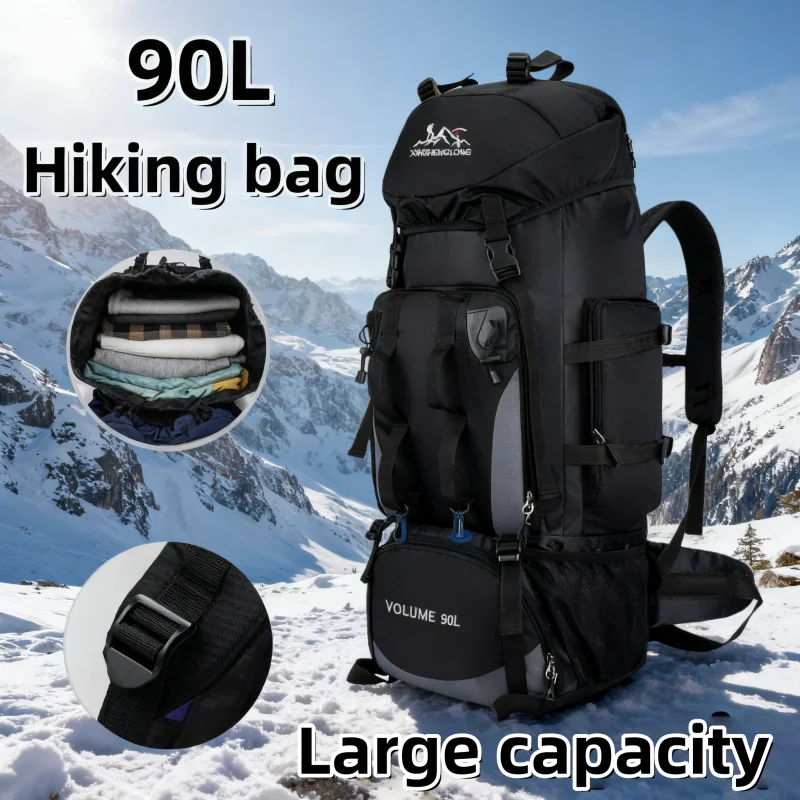 Mochila de Hiking Impermeável de 90L, Grande Capacidade para Camping, Viagens e Esportes ao Ar Livre, Equipamento para Aventura