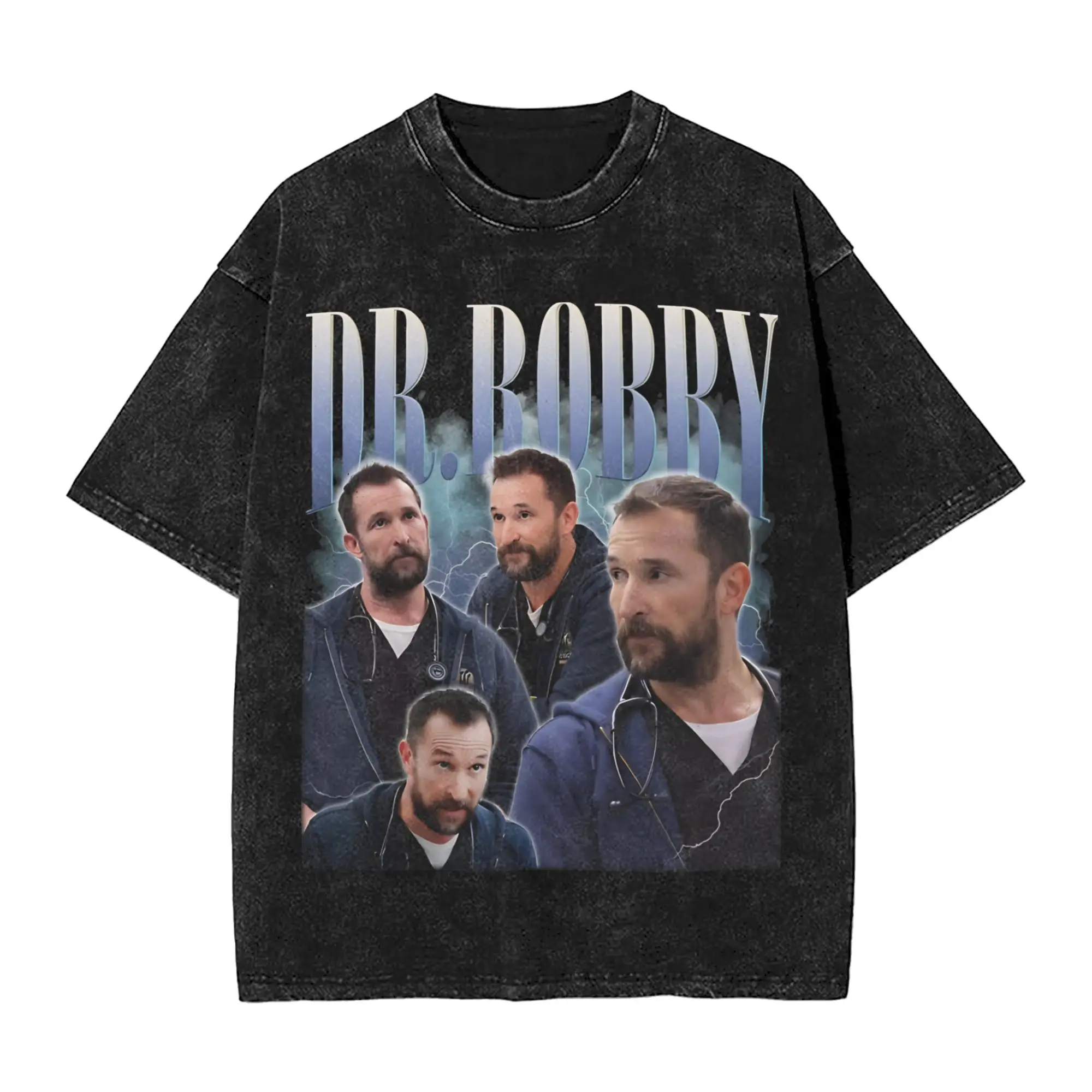 The Pitt Noah Wyle Dr Robby Washed T Shirt Streetwear Vintage T-Shirts  Tees for Men Women Short Sleeve High Street Printed