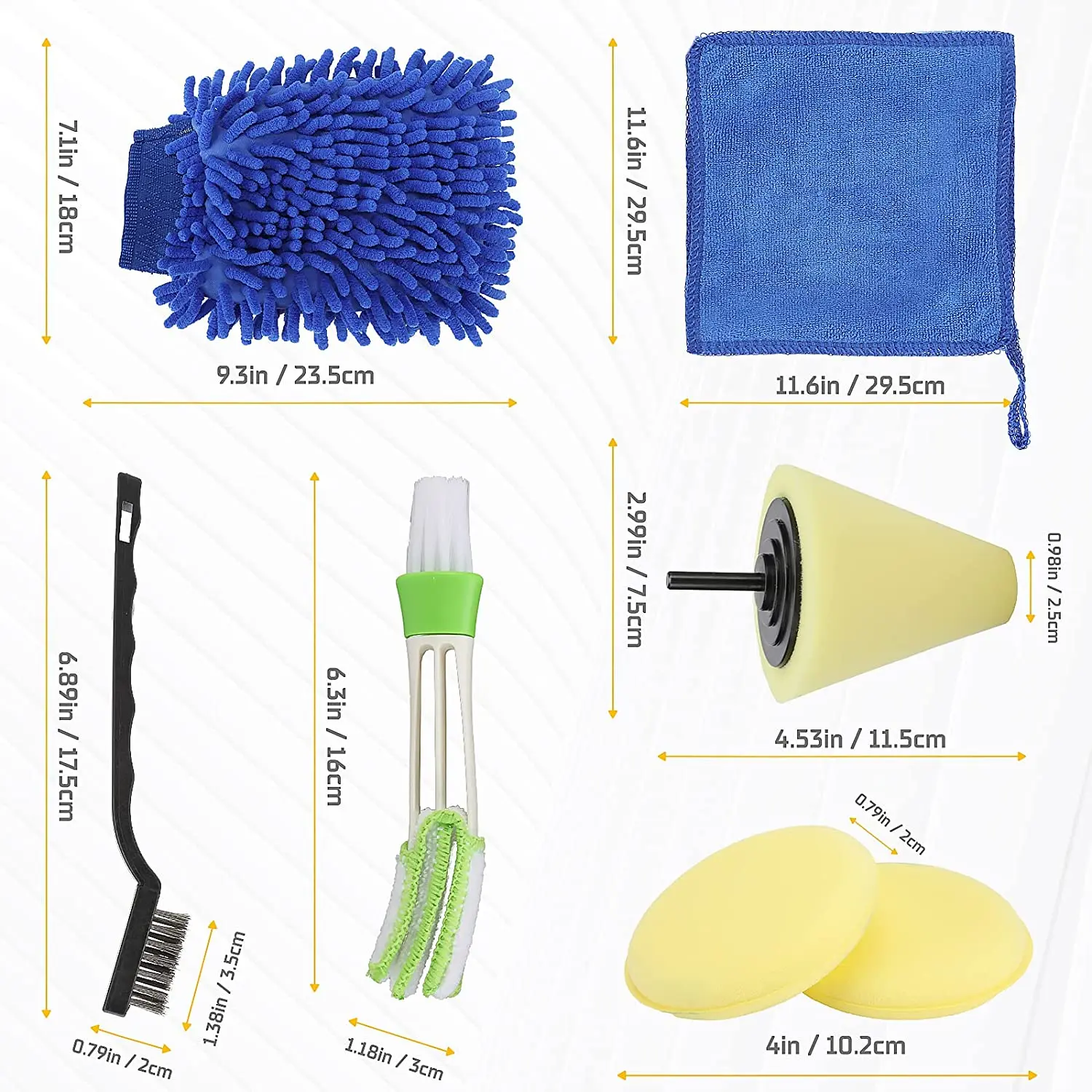 17 Pcs Car Cleaning Detailing Kit with Boar Bristle Car Detail Brushes Electric Brush Car Wax Applicator Pad Wash Towel