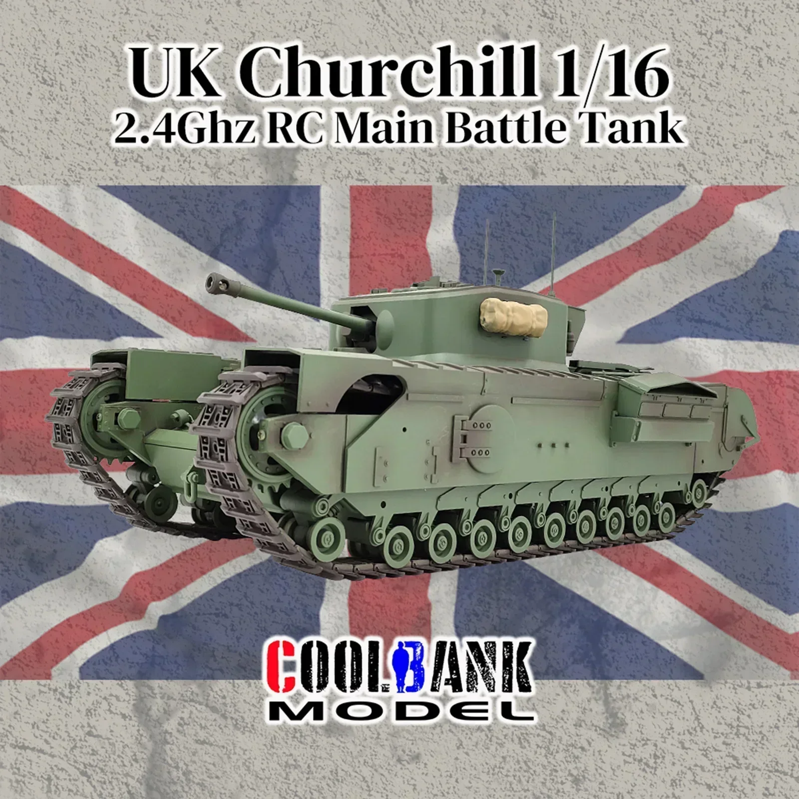 Jouet de voiture tout-terrain télécommandé, modèle de bataille principale de l'armée britannique Churchill, chars RC, pistes métalliques précieuses, cadeau de jouet, 2024, Mk7, 1/16, C2310