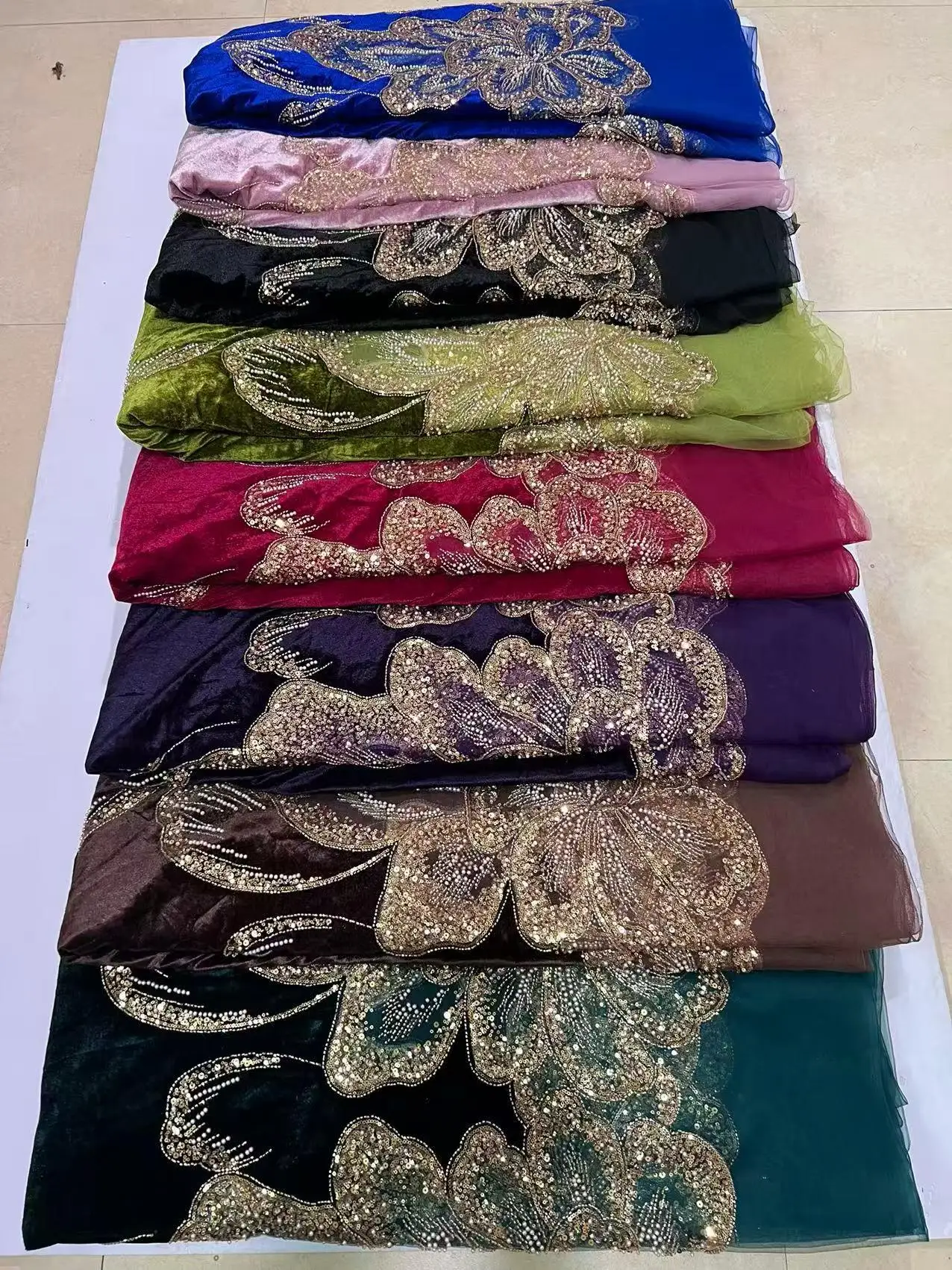 African Luxury Sequins Lace Fabrics Latest Beads Embroidery 2026 French Lace Fabric Material For Party Wedding Sewing