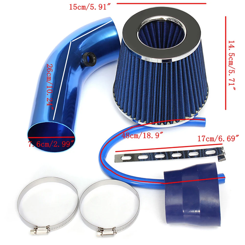 Intake Pipe Kit Car Engine Modification 64-76mm Universal Aluminum Alloy Engine Universal Refit Intake Pipe Car Accessories