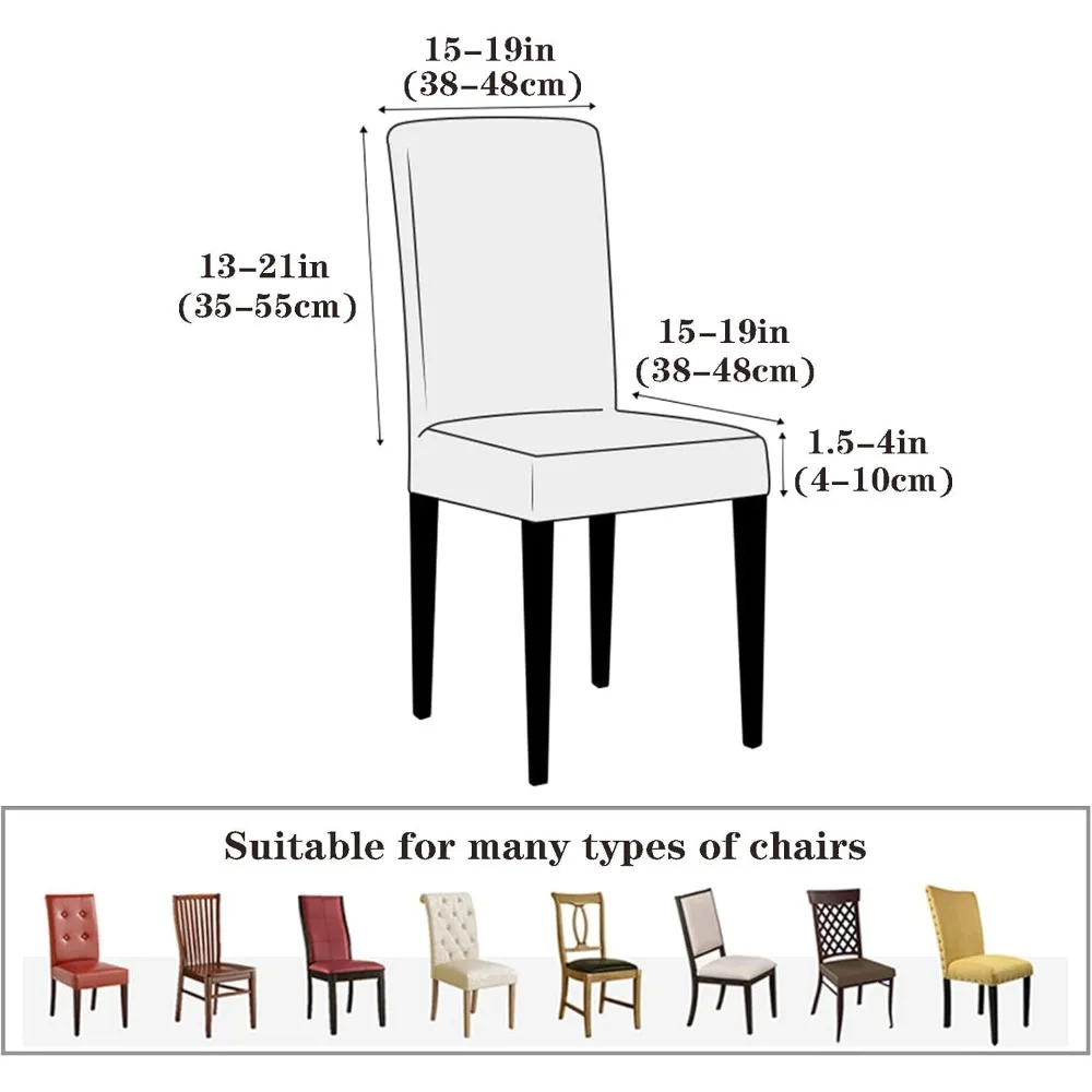 Набор из 6 эластичных моющихся чехлов для обеденных стульев - съемные защитные чехлы для сидений для кухни, банкета, ресторана и домашнего использования