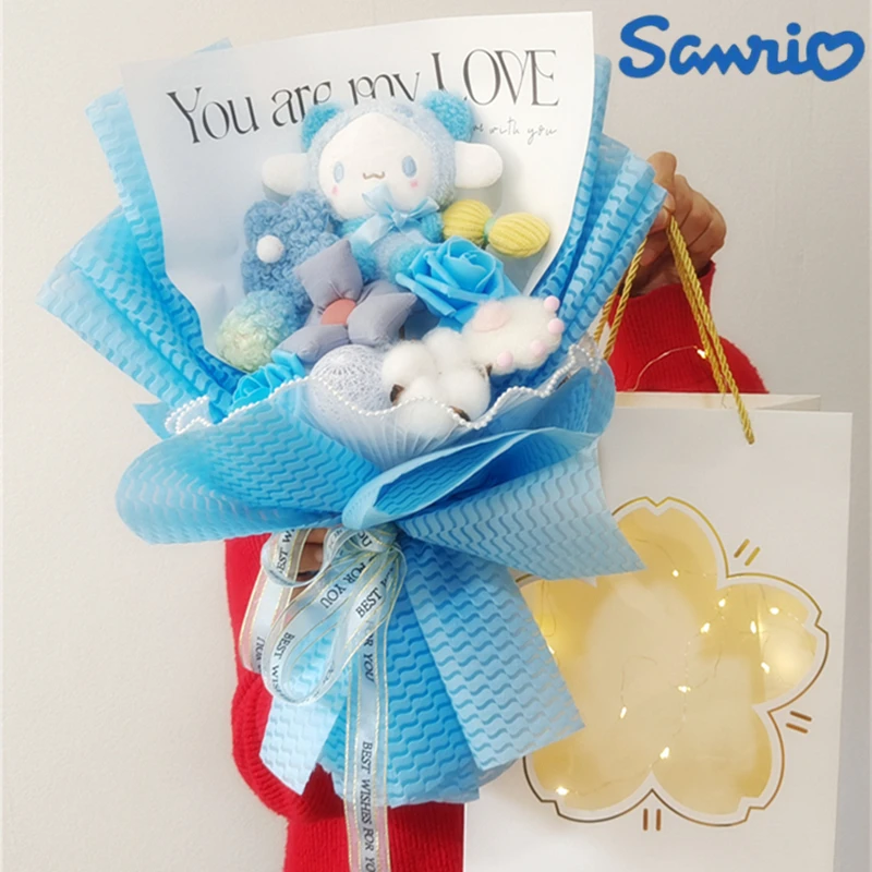 

Hot Cartoon Sanrio Cinnamoroll Plush Dolls Festival Bouquet Toy Romantic Gift Bag Girl Friend Valentine's Day Xmas Surprise Gift