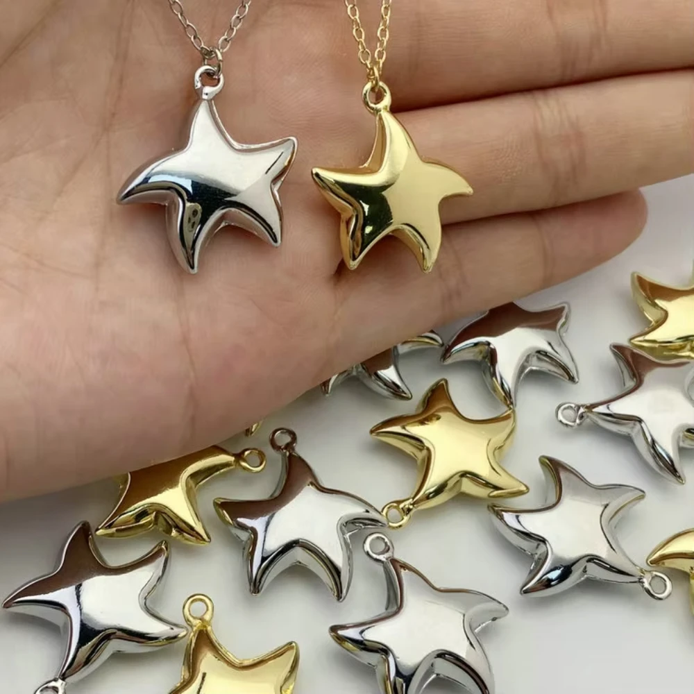 Gold Silver Plated Pentagram Pendants Star Charm Necklace Jewelry All Saints' Day Gift