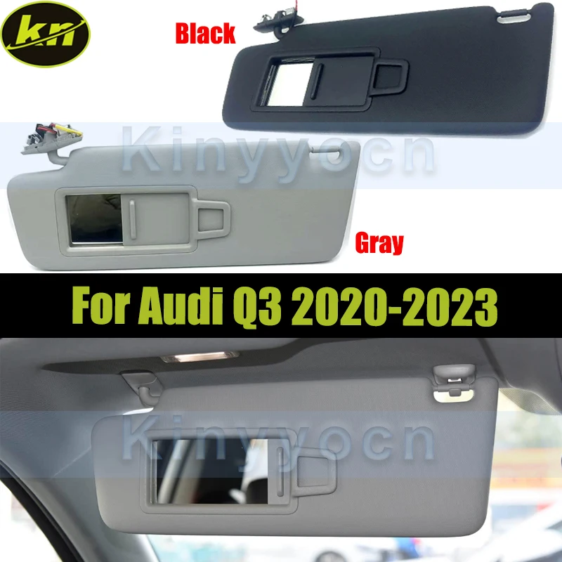 Black Or Gray Car Sun Visor For Audi Q3 2020 2021 2022 2023 Side Shade Sunvisor With Mirror Sunshade Cover Shade Sun Visor