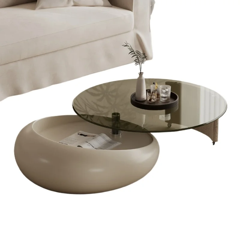 

Italian minimalist high-end round rotating coffee table, small apartment simple and modern