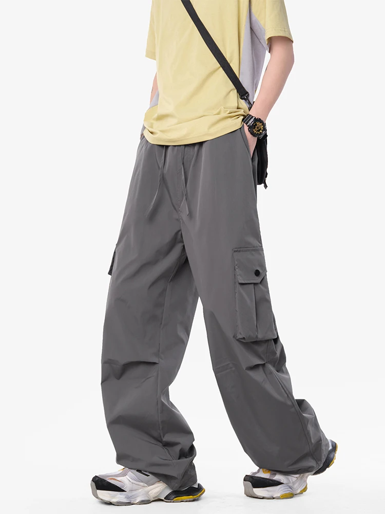 

WAINOT ey Straight Leg Loose Fit Men's Workwear Pants American Street Sle Casual Long Trousers Youthful Wear All Seasons