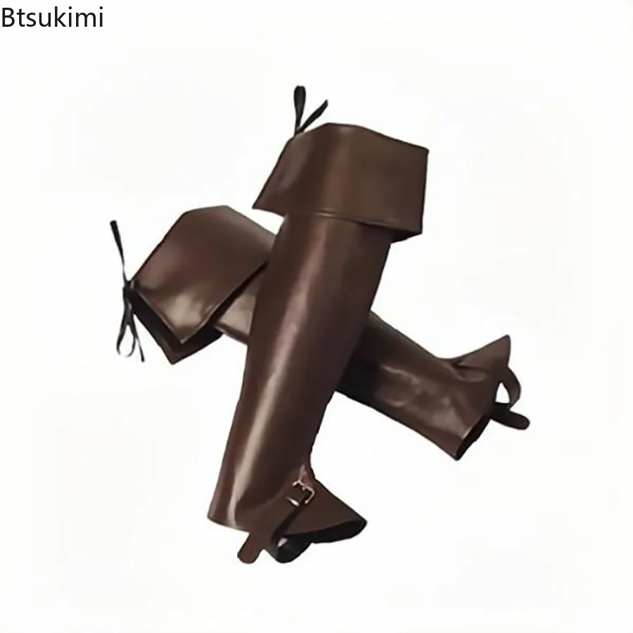 الرجعية القرون الوسطى الفايكنج شين الحرس بولي Leather الجلود واقي أحذية بلاستيك Spats عصر النهضة الجراميق فارس الساق الحرس تأثيري حلي اكسسوارات