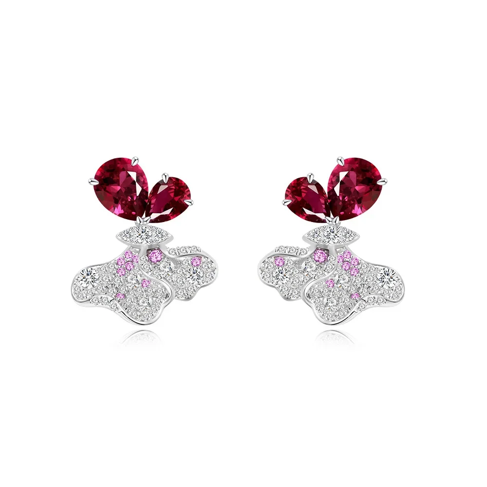 

Серьги из серебра 925 пробы, 1 карат, 5*7, капли воды, рубиновые серьги с высокоуглеродистыми бриллиантами, свадебные украшения