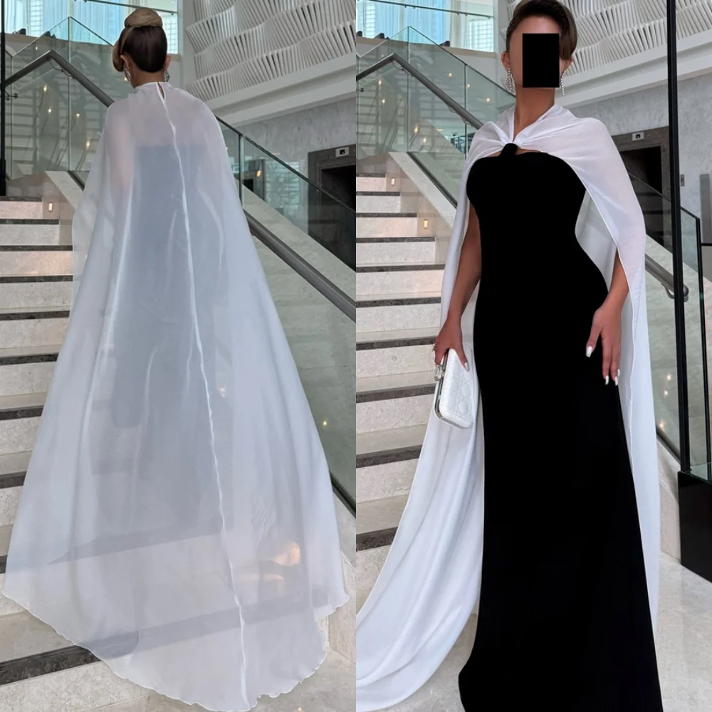 

Customized Simple Black Jersey Evening Dresses Classic Strapless Watteau Train Homecoming Dresses Temperament Prom Dress