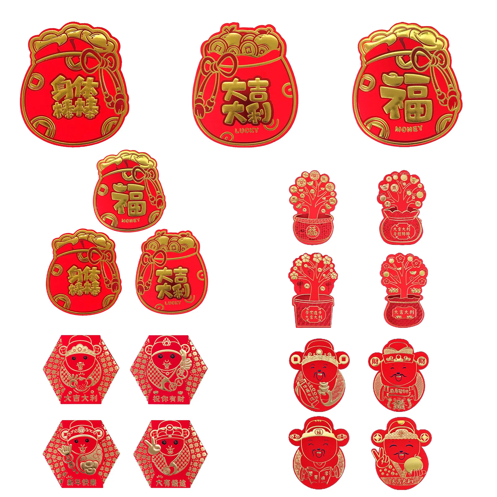 2024 Chinese Lunar New Year Red Packets Envelope Cartoon 3D Red Envelope Bag Hongbao Children Gift Lucky Money Envelopes 6/8pcs