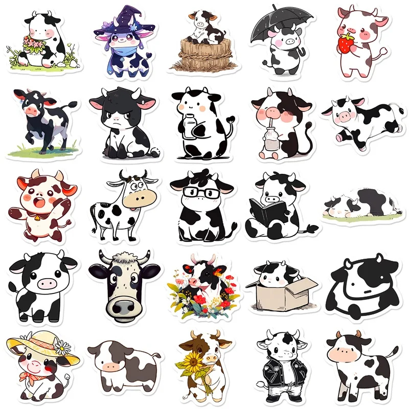 10/30/50PCS Cute Cow PVC Sticker Aesthetic DIY Children\'s Decoration Scrapbooking Korean Stationery School Supplies for Kids