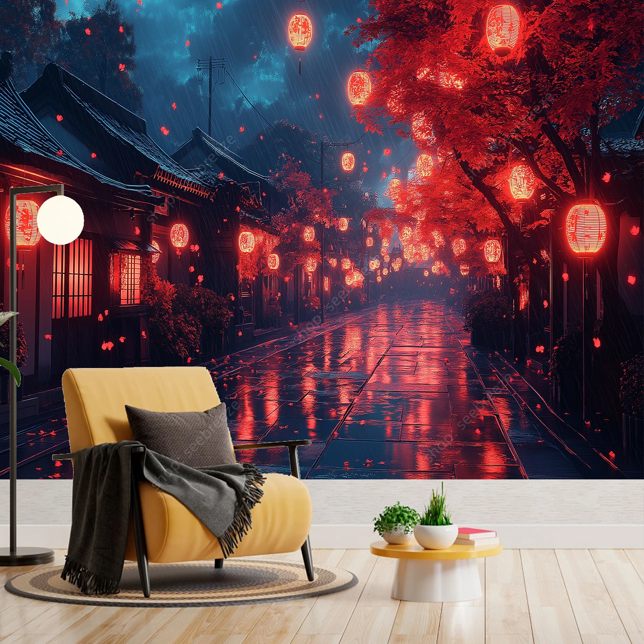 Anime Japan House and Street Tapestry Wall Hanging for Hippie Boho Aesthetic Room Decor Psychedelic Home Wall Decor Yoga Mat