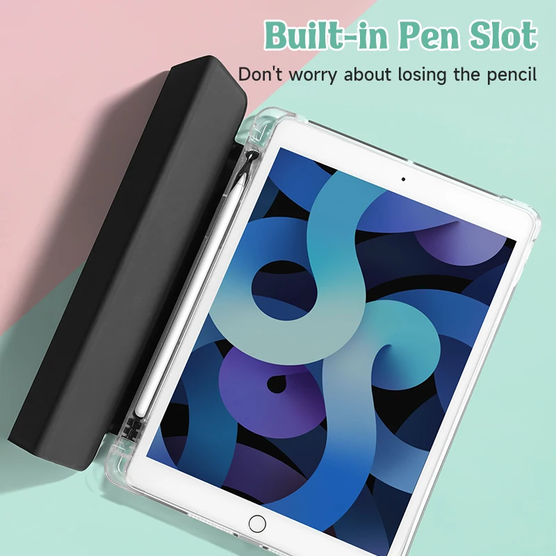 Simple Color Block Case Compatible With iPad iPad 9.7-Inch (6th/5th Generation, 2018/2017)Mini4/5 ,Air4/5 10.9in,With Pen Holder