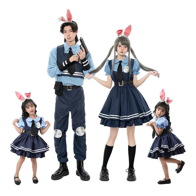 

Kids Zootopia Judy Cosplay Dress Costume Womens Judy Hopps Dress Mens Uniform