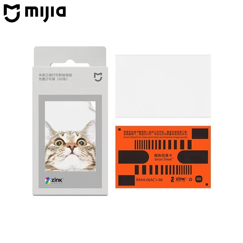 Original MIJIA ZINK Pocket Printer Paper Self-adhesive Photo Print 50pcs Sheets MIJIA 3-inch Mini Pocket Photo Printer