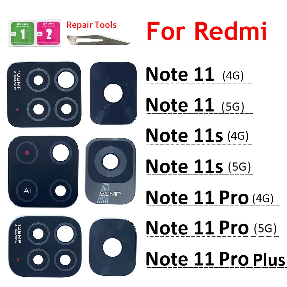 New Camera Lens Back Rear Camera Glass Lens For Xiaomi Redmi Note 11 Pro Note 11s Plus 4G 5G