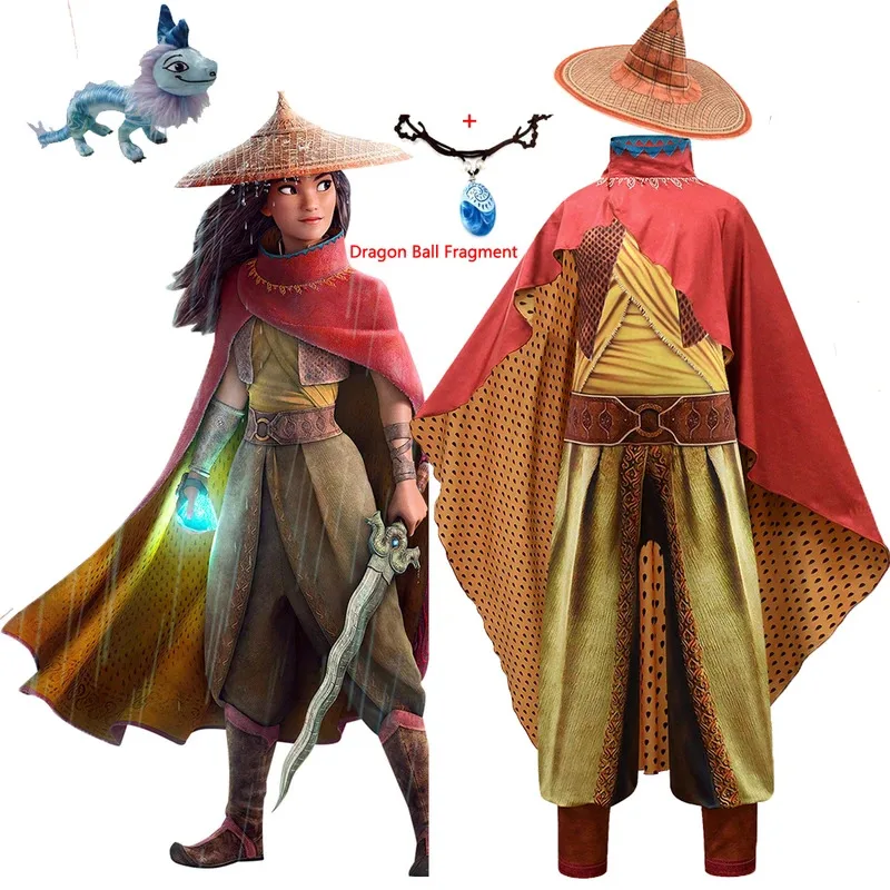 2021 신작 영화 라야와 마지막 용 어린이 코스프레 레전드 할로윈 의상 라야 바디수트 팬시 세트 아동 공연 의상