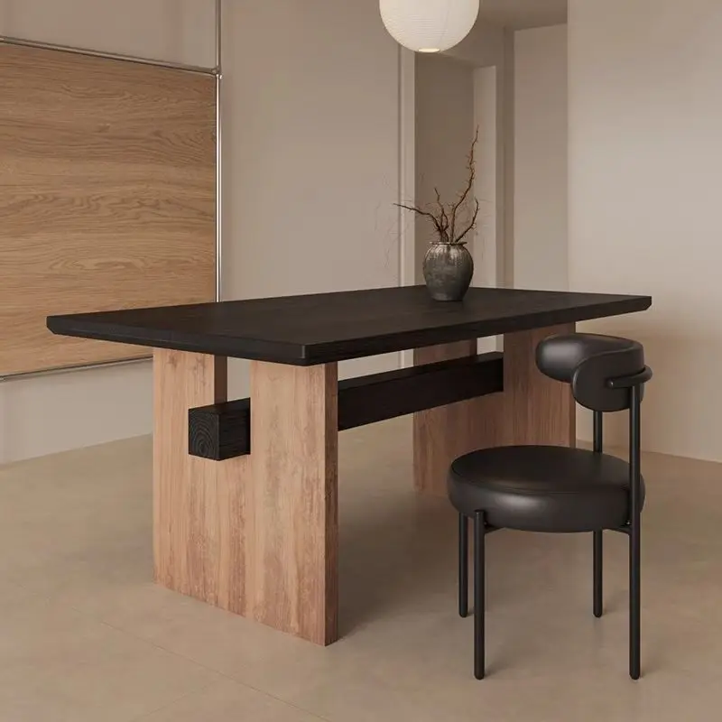 Medieval style solid wood dining table modern simple desk desk wabi-**** wind B & B family rectangular workbench