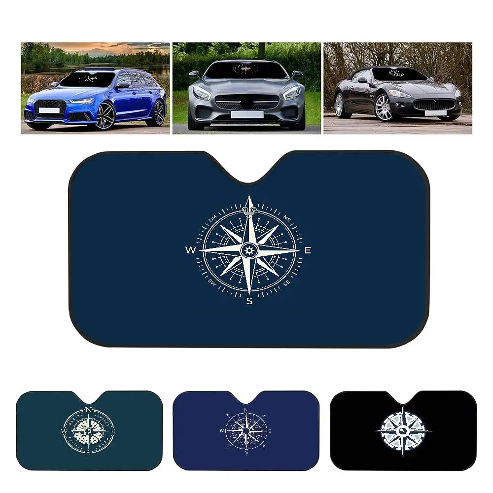 

Nautical Compass Sunshade Windscreen Fold-up Car Front Windshield 70x130cm Car Window Windscreen Cover Heat Reflector
