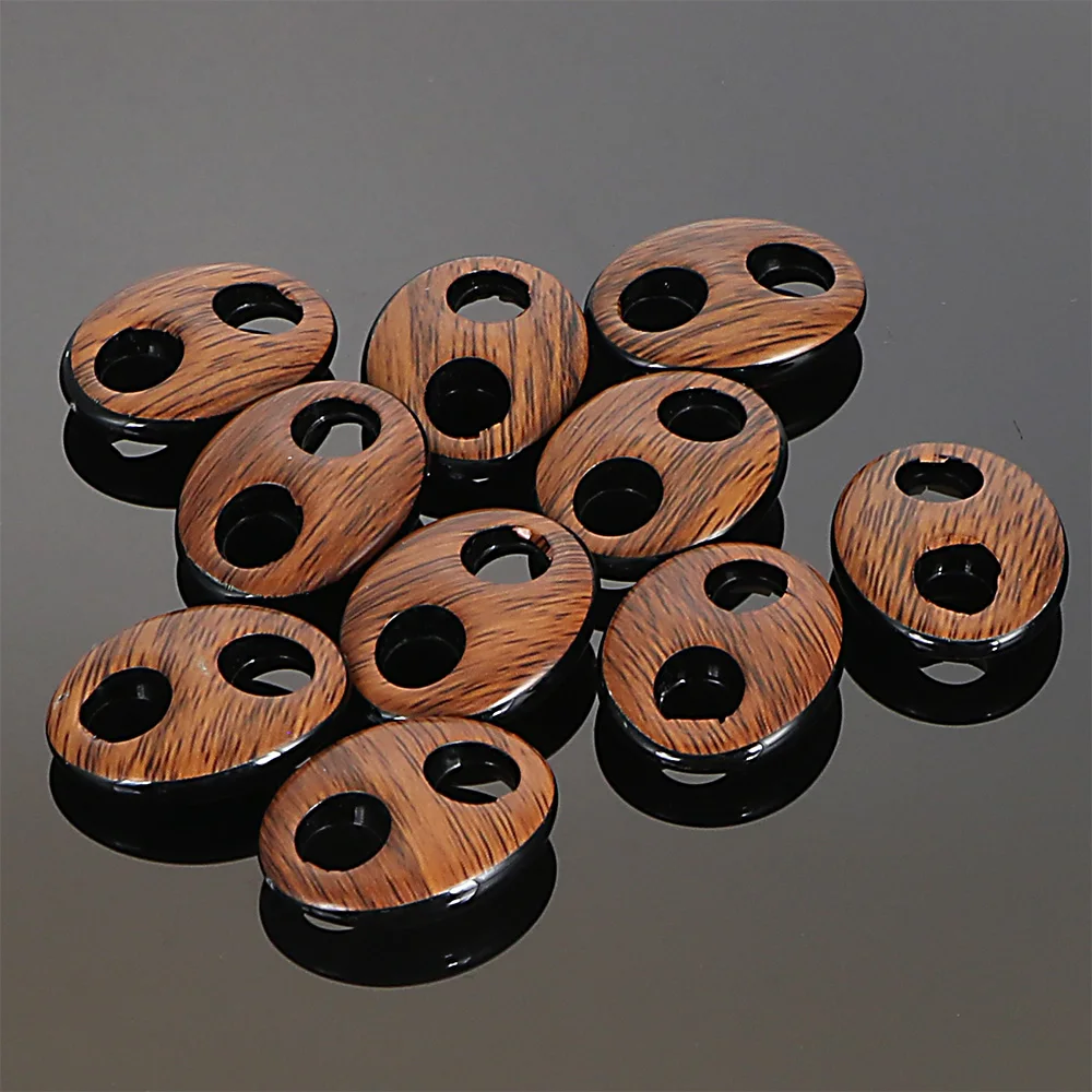 10Pcs 24x19MM Vintage Plating Acrylic Imitation Wood Oval Links Connecters Spacers Loose Charms Beads For Diy Jewelry Making