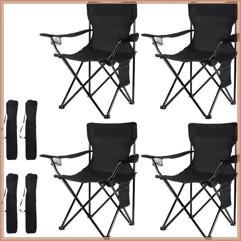 

4Pack Folding Camping Chairs - Lightweight, Portable, No Assembly Needed for Beach & Lawn