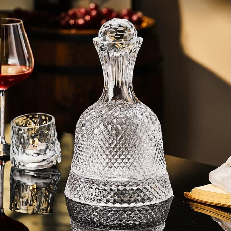 Creative Crystal Glass Cup with Rotation Rack, Tumbler, Wine Aerator, Decanter, Wine Glasses, Mug, Creative Gift, 1500ml