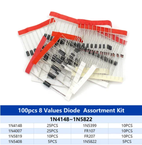 schottky diode Rectifier Diodes kit 1N4001 1N4004 1N4007 1N5404 1N5406 1N5408 1N5817 1N5819 1N5822 1N4148 1N5399 FR107 FR207