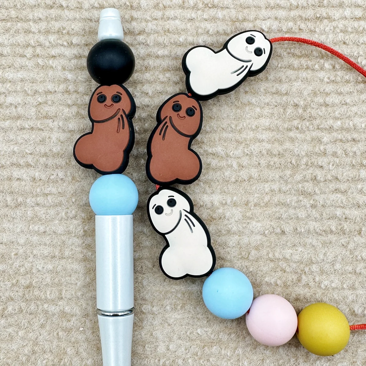 10PC Baby Silicone Beads Baby Cartoon Beads Teethe Baby Toys DIY String Pen Beads Nipple Chains Jewelry Accessories Kawai Gifts