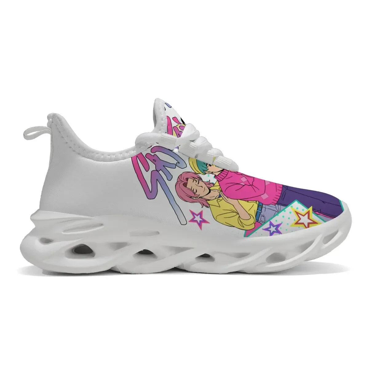 

Parent-child Shoes Witch Hunter Team Animation Large-sized Fly-woven Round Toe Lace-up Soft Sole Casual Sports Shoes.