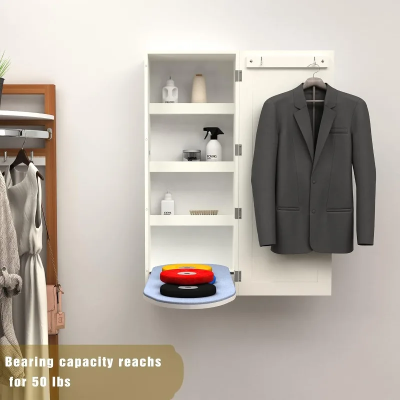 Built in Swivel Ironing Board Folding with Storage,Hanging Ironing Board Wall Cabinet with Mirror