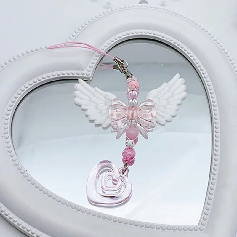 Cute Wing Bow & Heart Charm, Fashion Keychain & Decor Accessory for Women, Perfect for Bags, Ideal Gift Choice - Detail 1