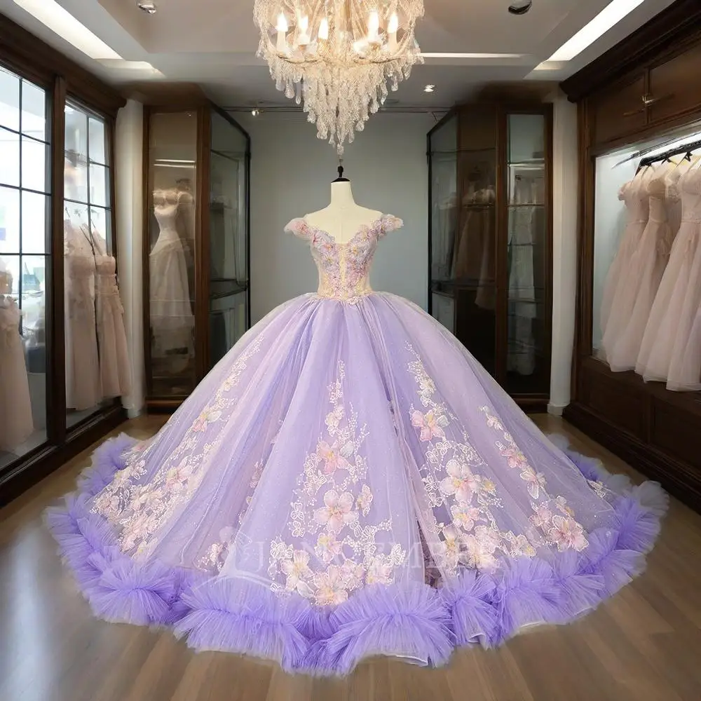 

Индивидуальное бальное платье Quinceanera Corto Vestido De 15, фиолетовое и розовое бальное платье Quinceanera, пышные вечерние платья с аппликацией из бисера