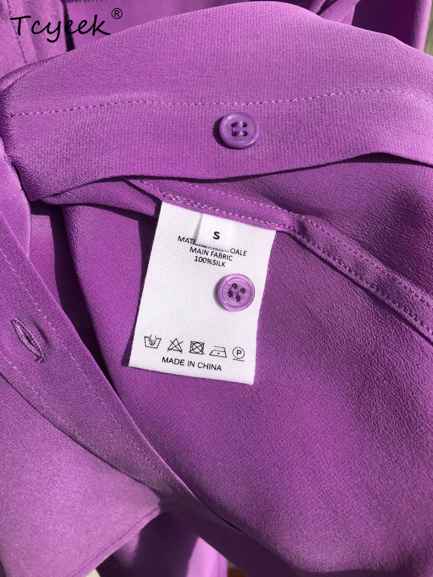 Tcyeek 18Mm 100% Echte Sandwash Seide Shirts Frauen Crepe Langarm Doppel Taschen Bluse Frau Neue Büro Tragen Tops t36701QM