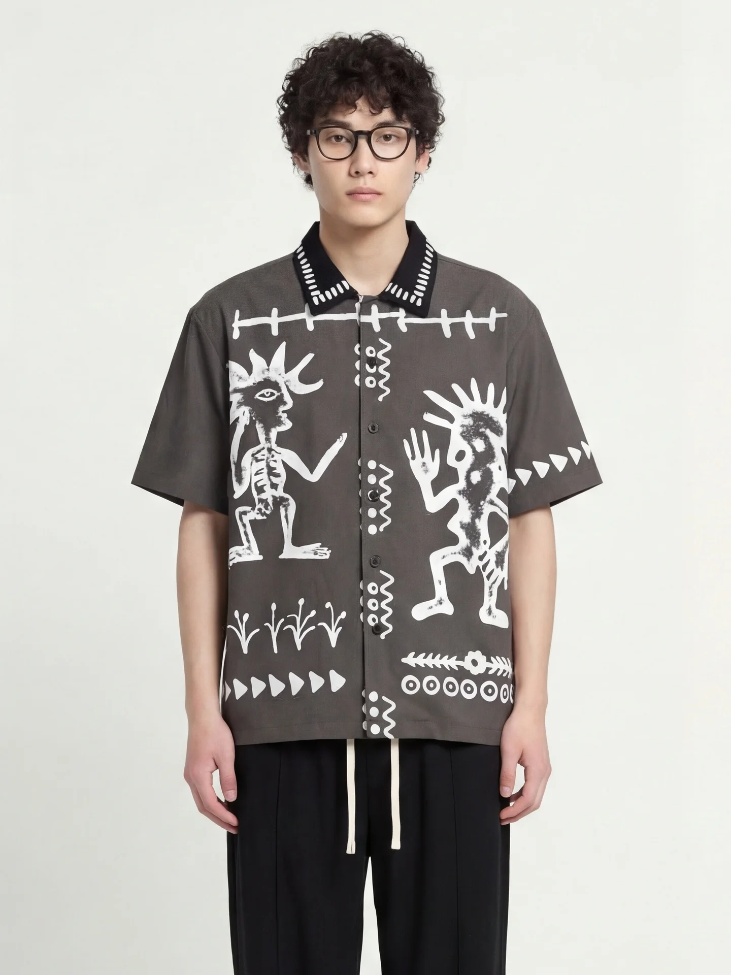 

Loose Fit ort Sve Printed irt from fiti High Street Totem Oversize Casual Cotton Top for Youth Summer Wear