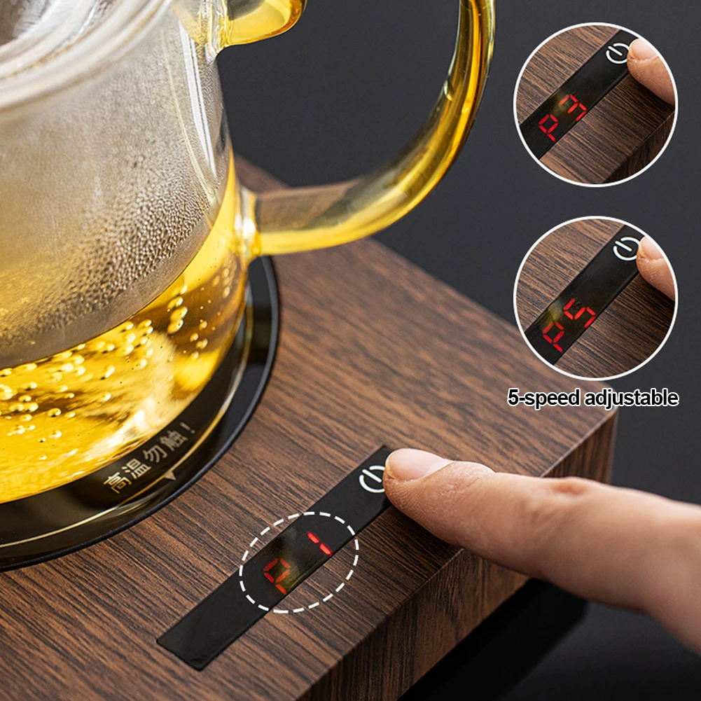 100°C Cup Heater Mug Warmer Hot Tea Makers Automatic Warmer Coaster 5 Gear Temperature Cup Heaters Coffee Milk Tea Heating Pad